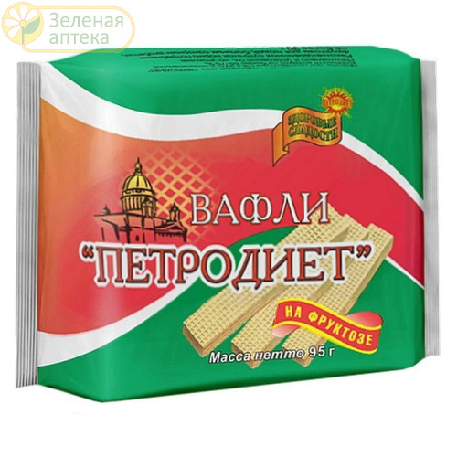 Вафли Невские какао-шоколадные на фруктозе 95 гр (Петродиет) в Зеленой аптеке. Изображение № 1