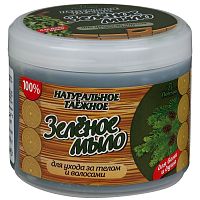 картинка Ф38 Зеленое мыло таежное для бани и душа для тела и волос 450г.